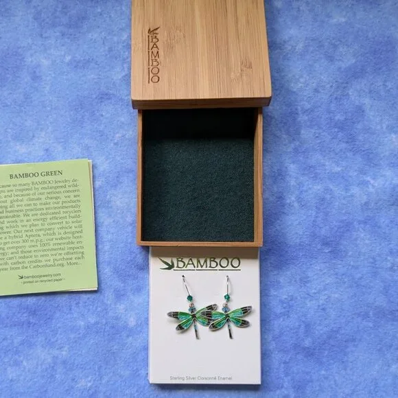 Dragonfly cloisonne enamel earrings - Picture 4 of 8